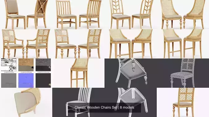 Classic Wooden Chairs PBR
