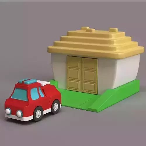 Car and garage 3D model