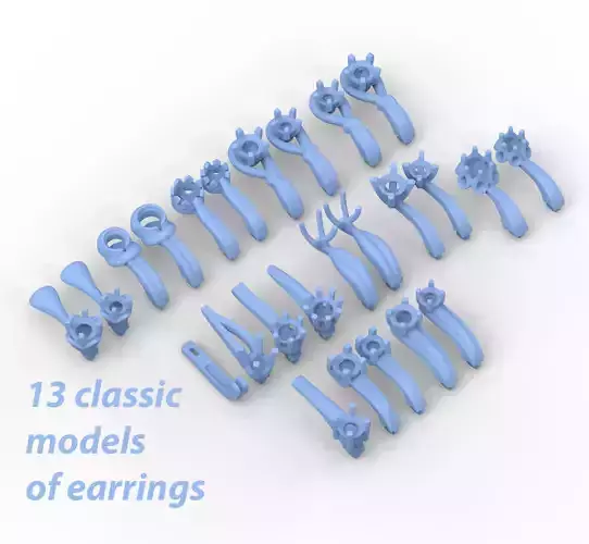 101215 Pack of 13 classic earrings 3D print model