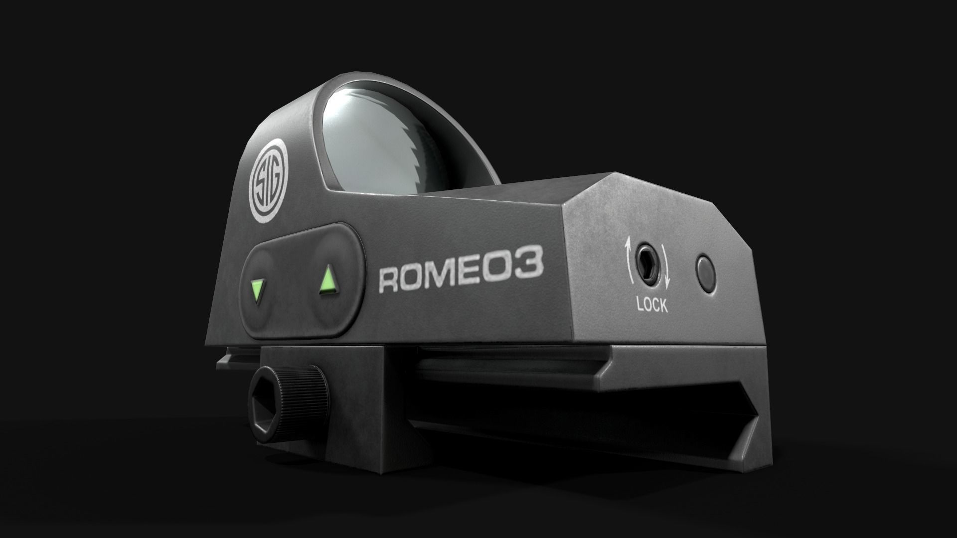 Sig Sauer Romeo3 Miniture Reflex Sight Low-poly 3D model_5