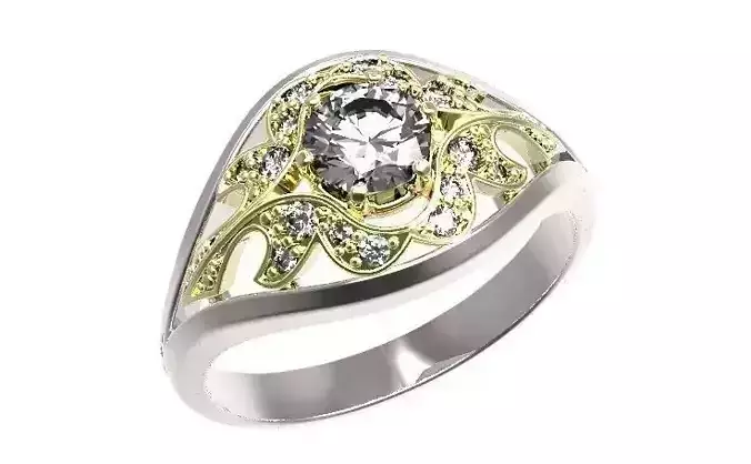 Gold ring with a diamond