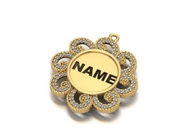 name to be written frame necklace 3D Model Collection_2
