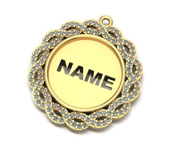 name to be written frame necklace 3D Model Collection_8