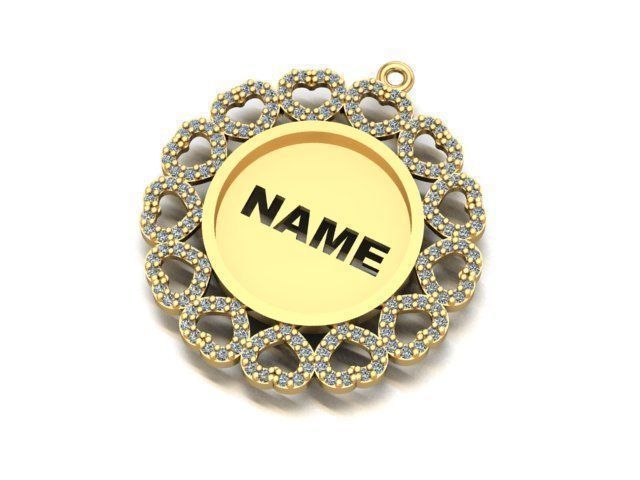 name to be written frame necklace 3D Model Collection_3