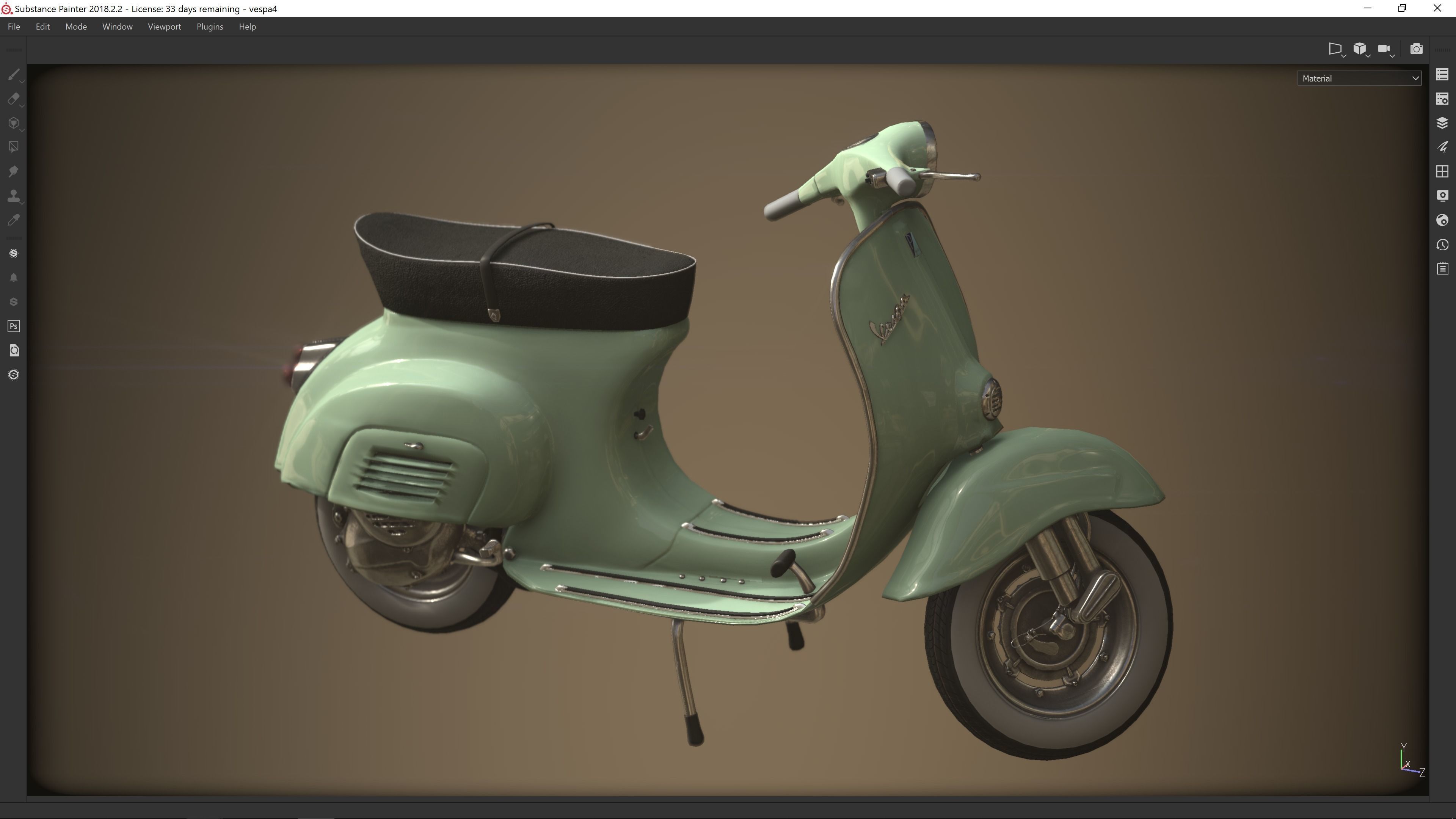 Low Poly Vespa 50s Piaggio Scooter green Low-poly 3D model_3