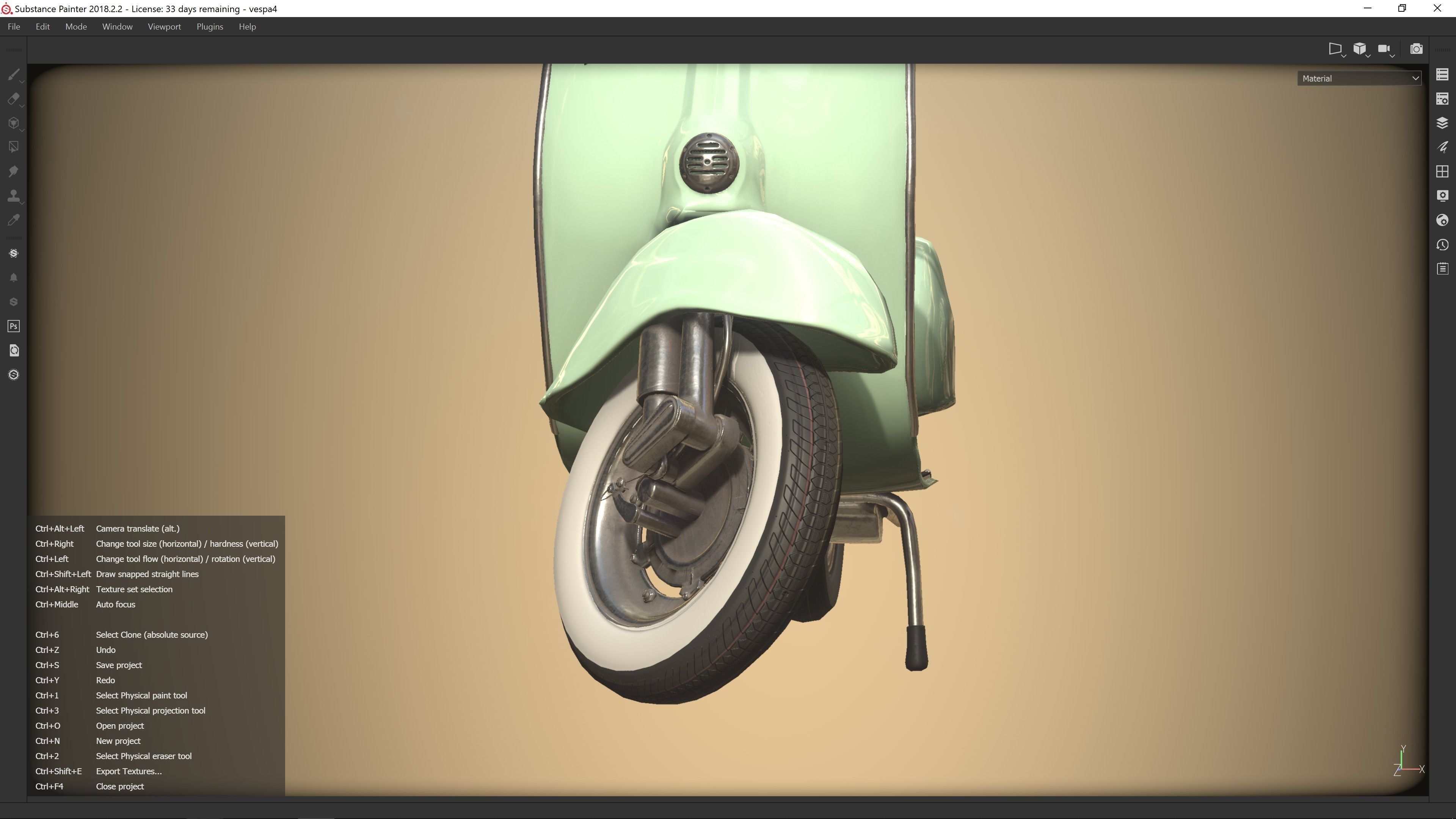 Low Poly Vespa 50s Piaggio Scooter green Low-poly 3D model_8