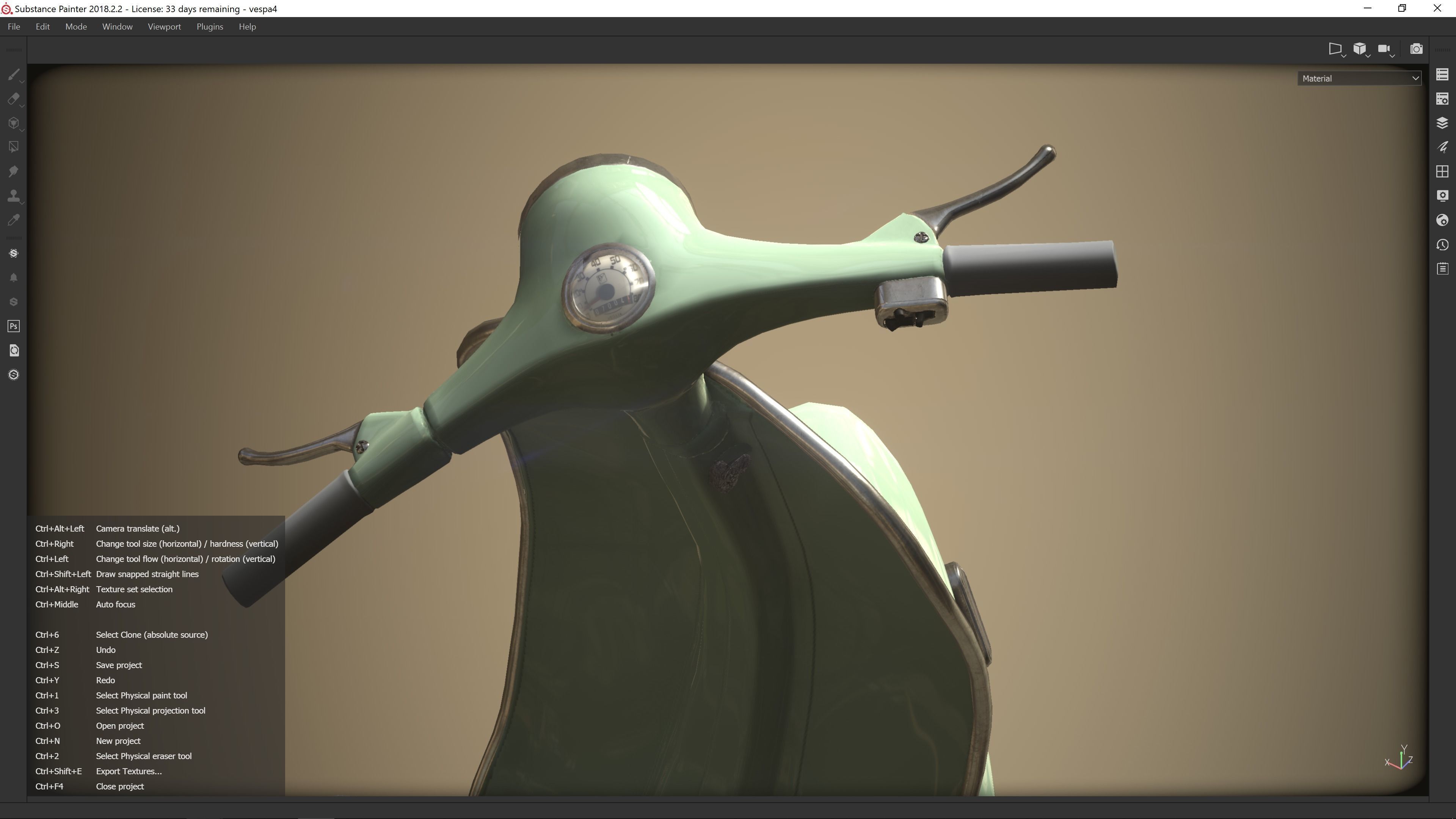 Low Poly Vespa 50s Piaggio Scooter green Low-poly 3D model_7