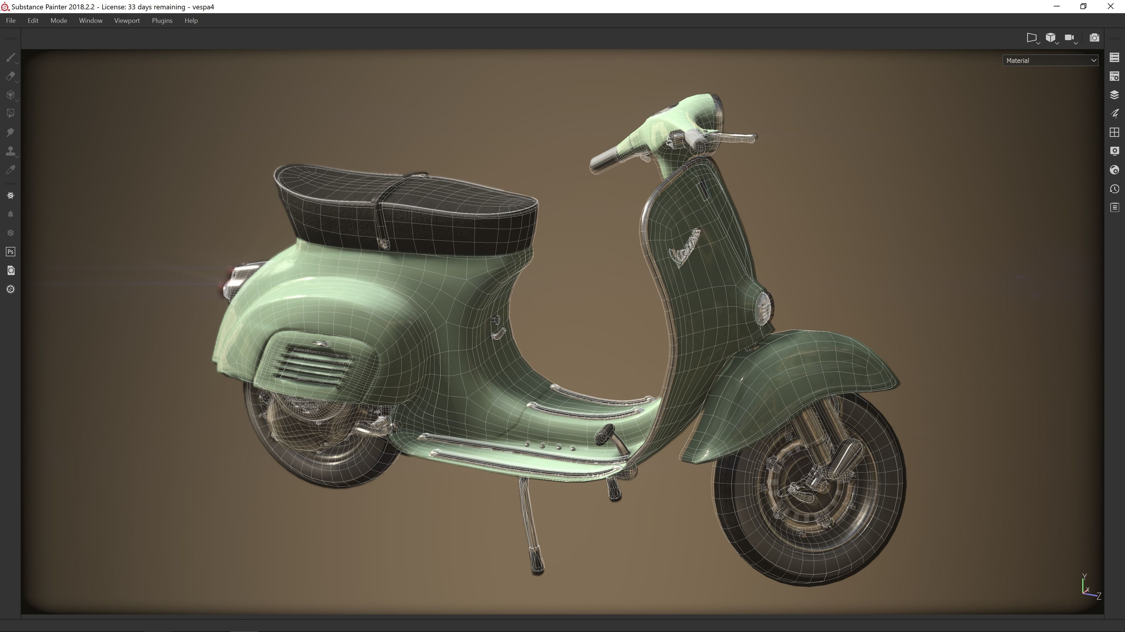 Low Poly Vespa 50s Piaggio Scooter green Low-poly 3D model_4