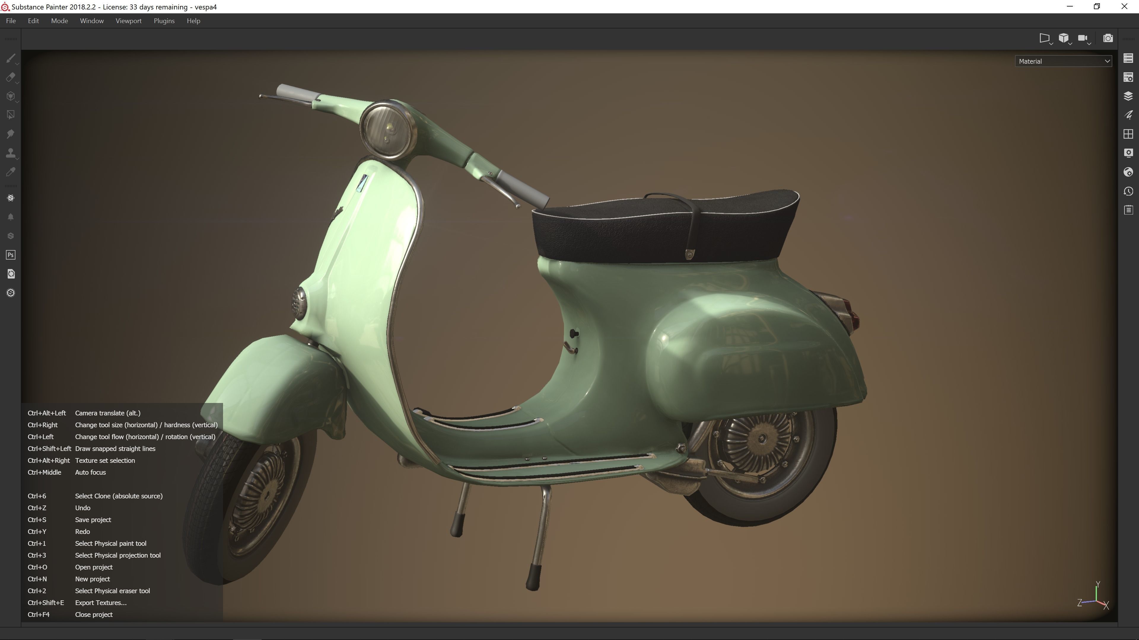 Low Poly Vespa 50s Piaggio Scooter green Low-poly 3D model_5