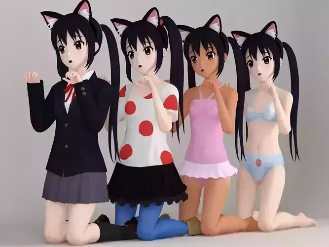 Azusa Nakano anime girl pose 03 3D model
