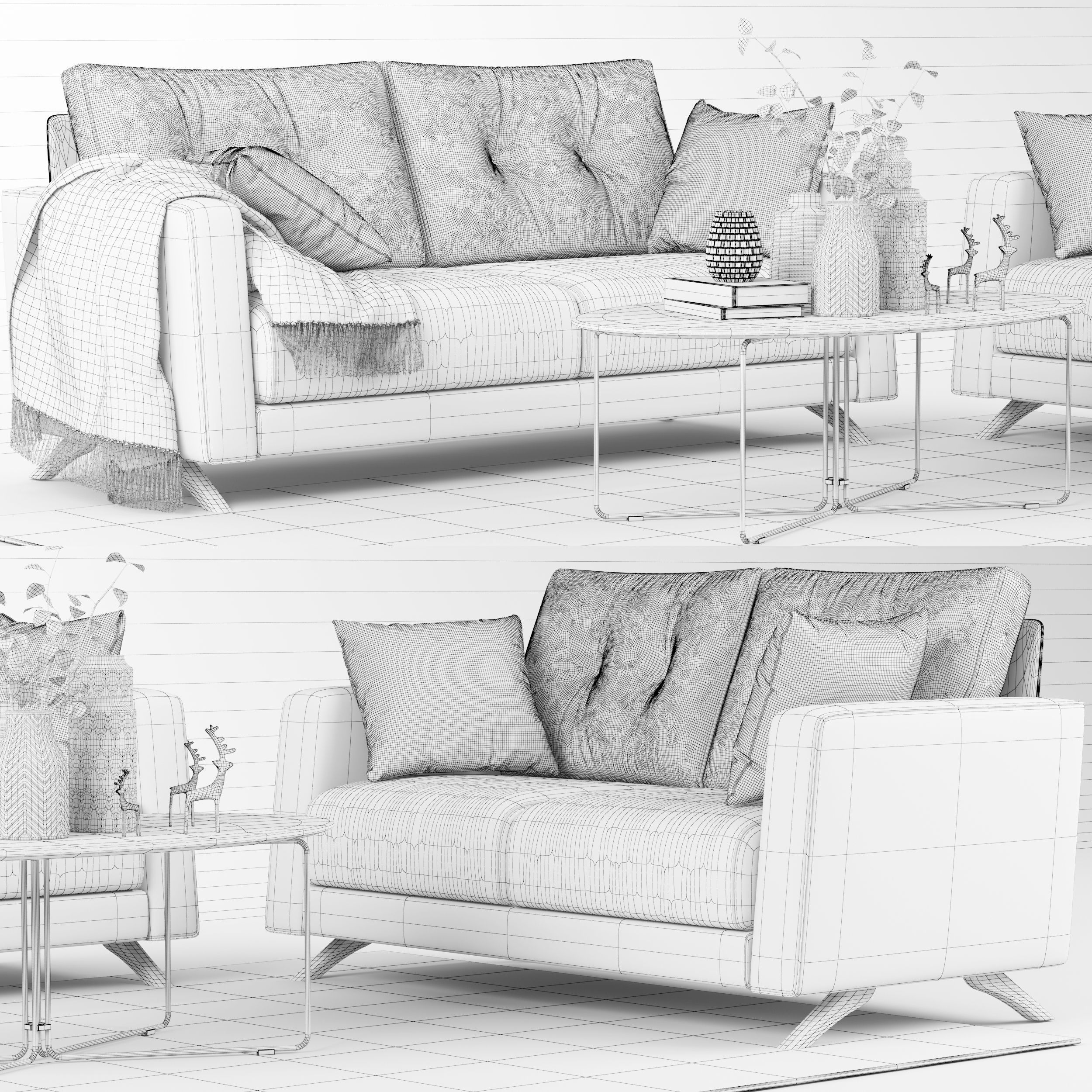 Bari sofa set 3d model by Fama 3D model_1