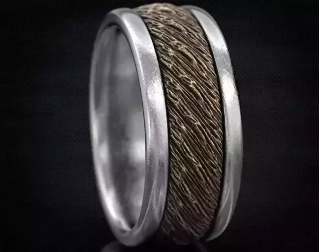 Wedding rings in the style of old wood 429
