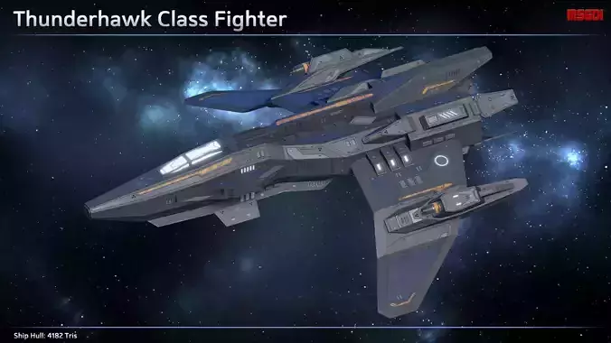 Spaceship Fighter Thunderhawk Low-poly 3D model