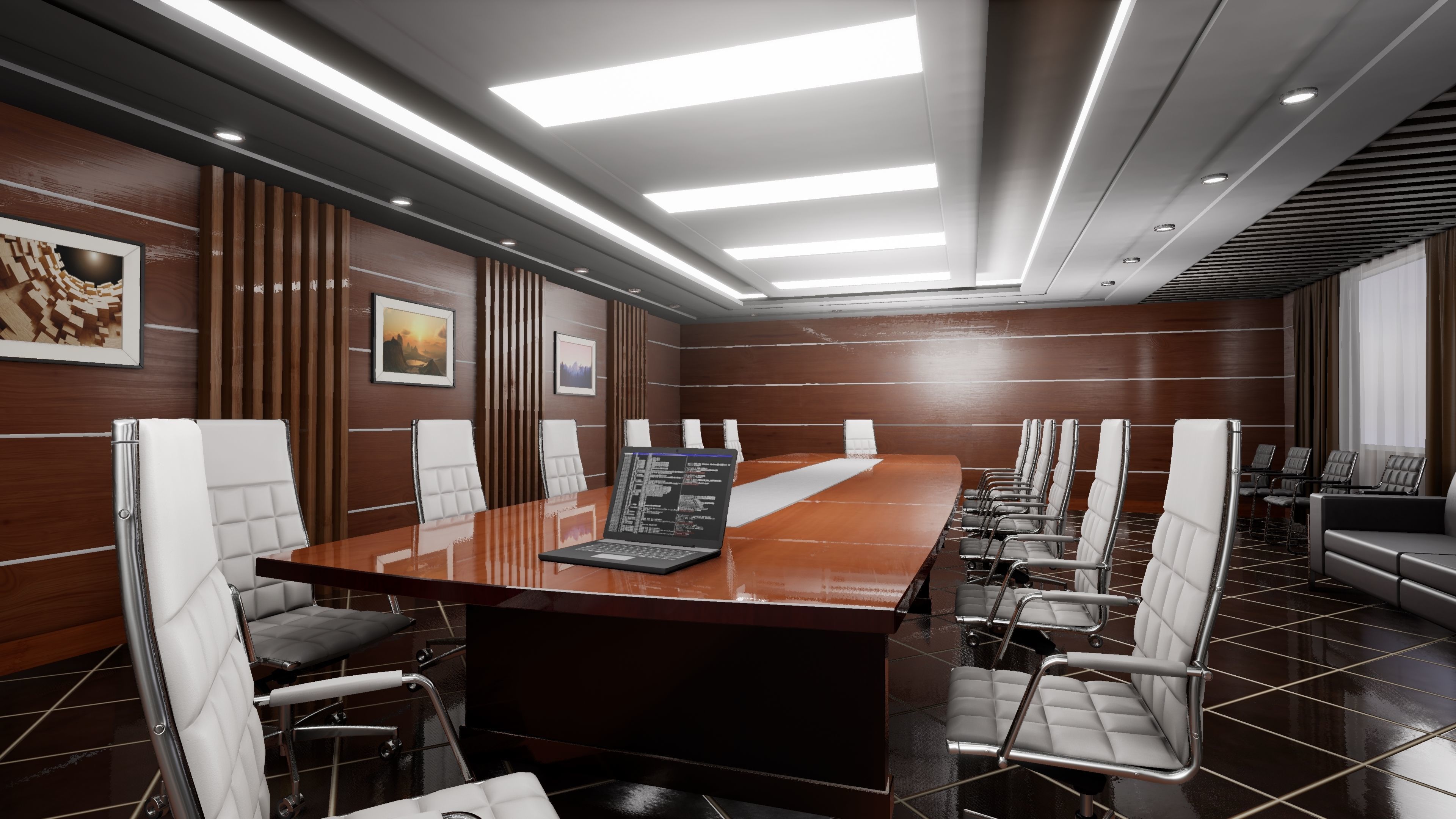 HQ ArchViz Conference Room Low-poly 3D model_2