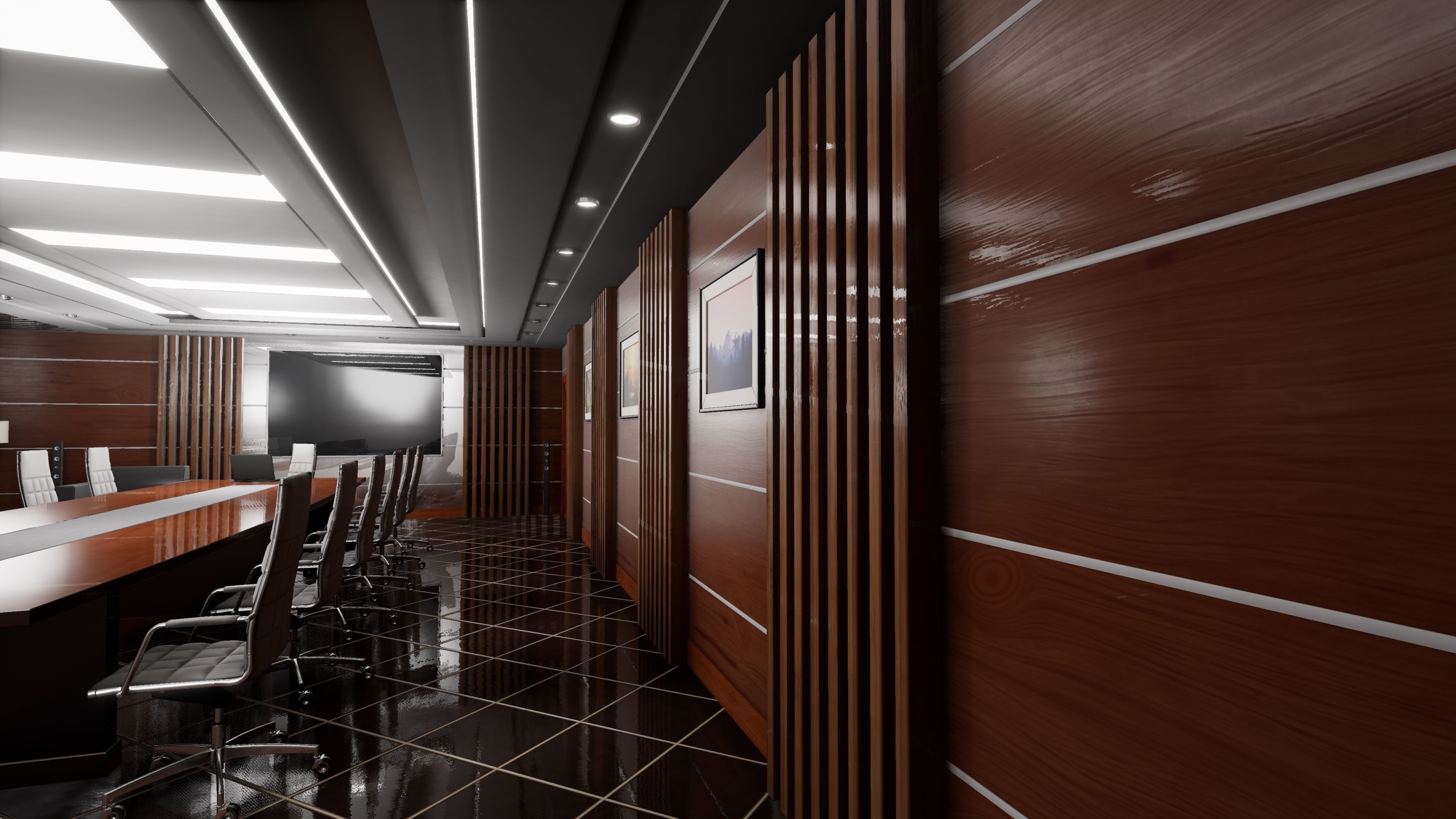 HQ ArchViz Conference Room Low-poly 3D model_7