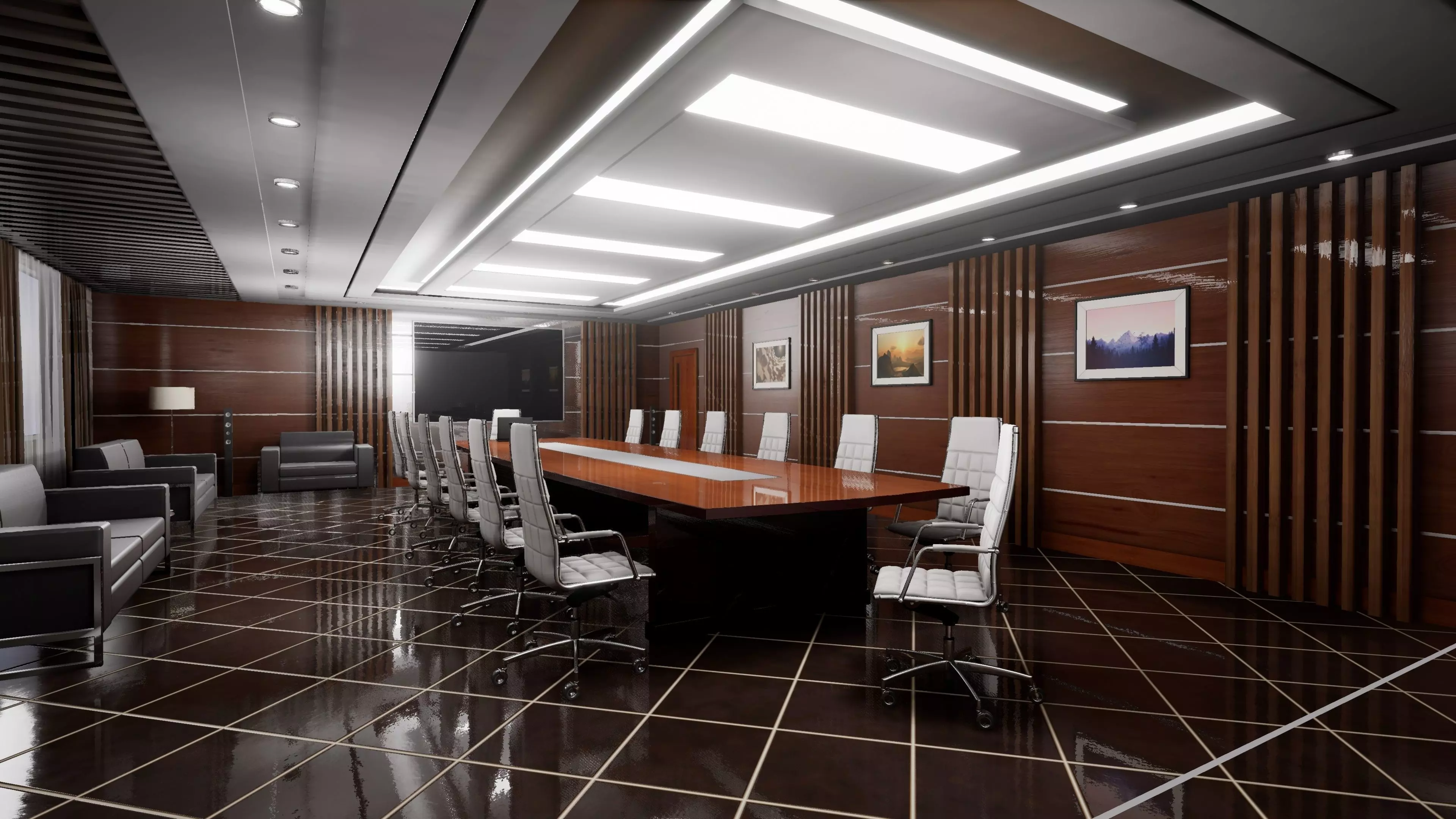 HQ ArchViz Conference Room Low-poly 3D model_0
