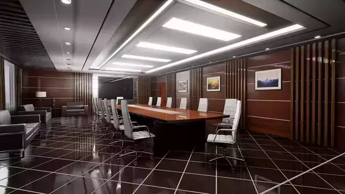 HQ ArchViz Conference Room Low-poly 3D model