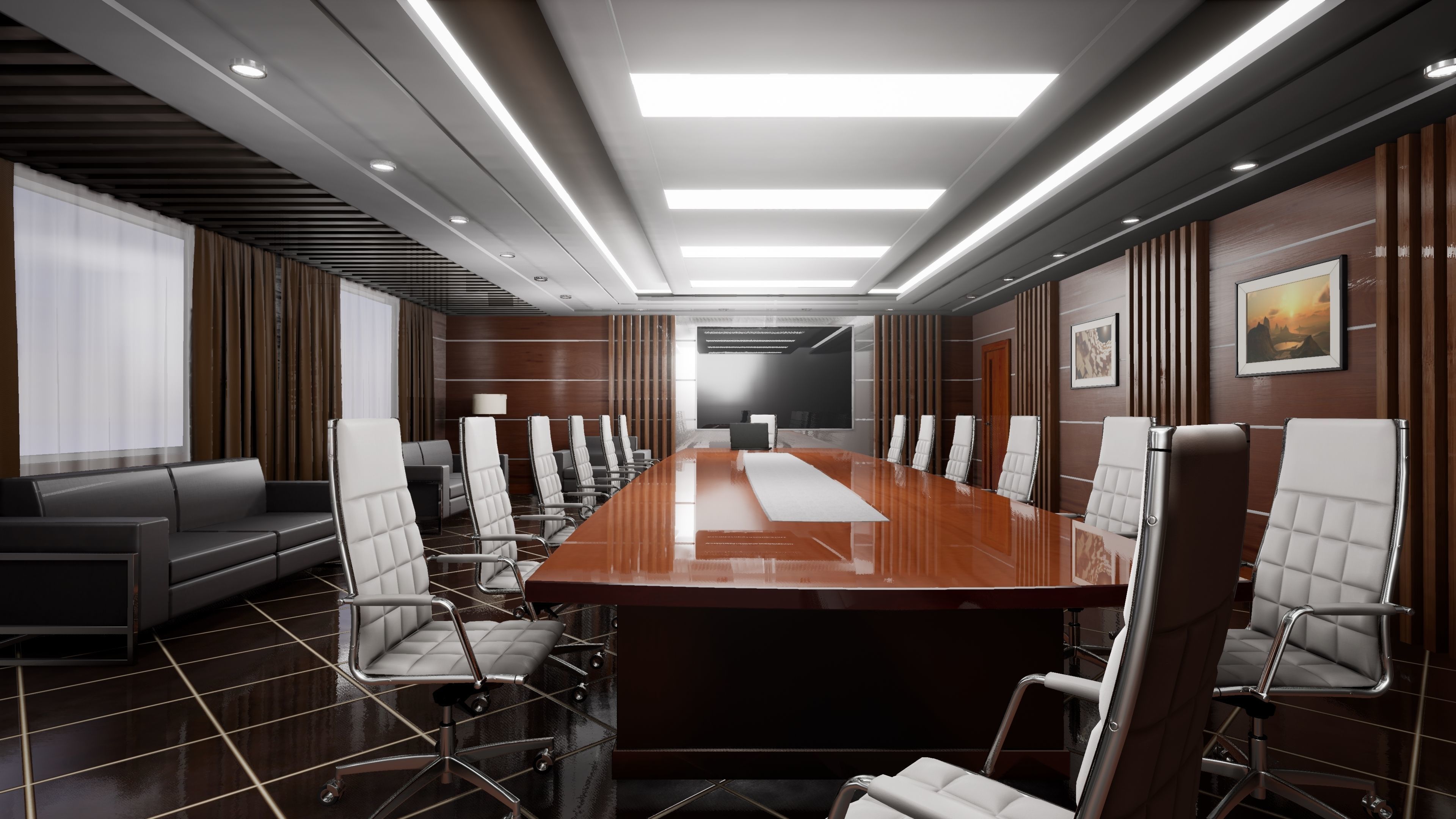 HQ ArchViz Conference Room Low-poly 3D model_8