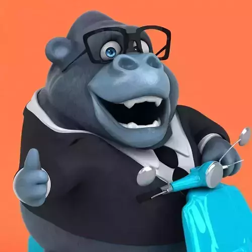 Fun cartoon gorilla 3D model
