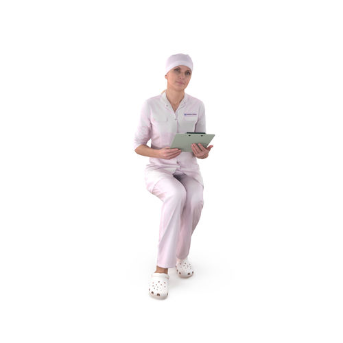 Doctor Female Sitting Low-poly 3D model