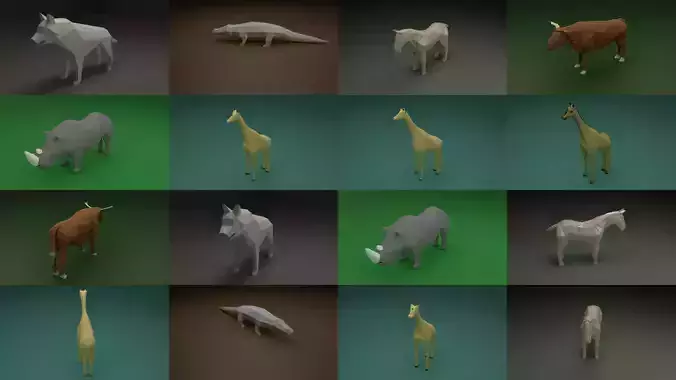 Low Poly Animals giraffe 3D Model Collection