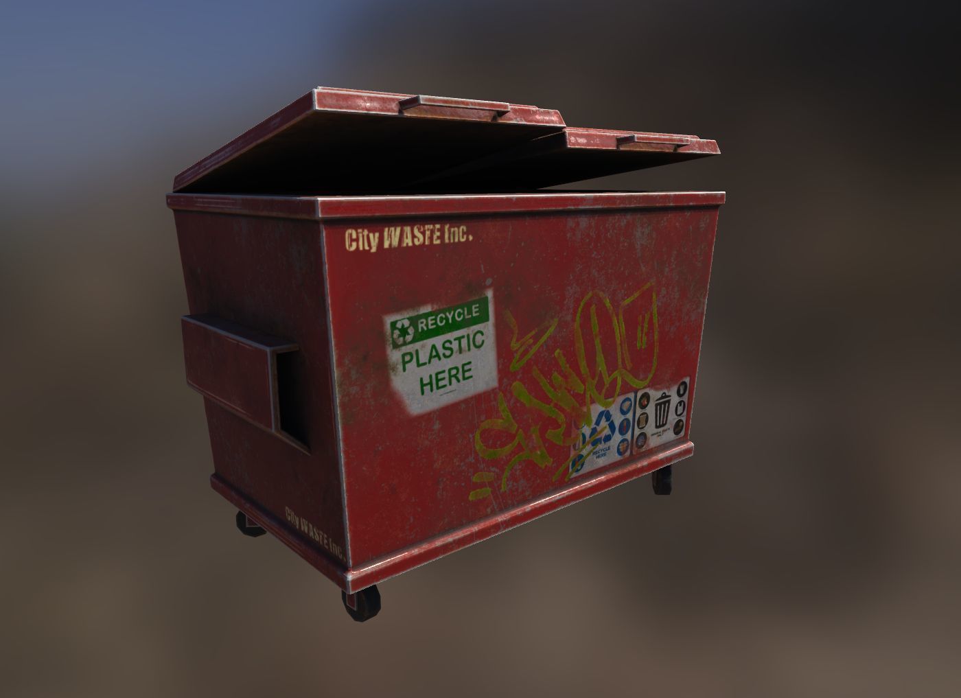 Dumpsters old rusty trash can Low-poly 3D model_12