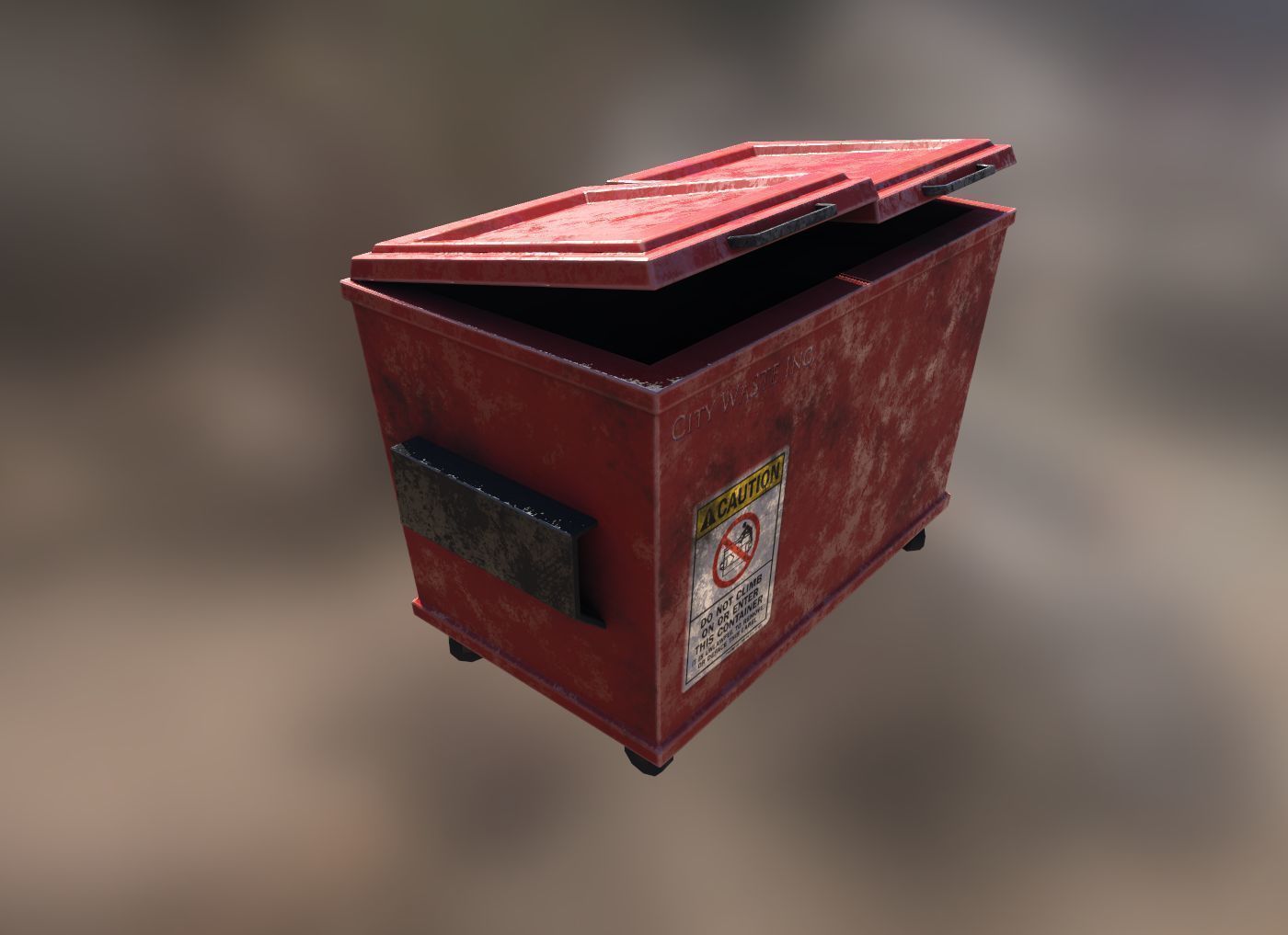 Dumpsters old rusty trash can Low-poly 3D model_14