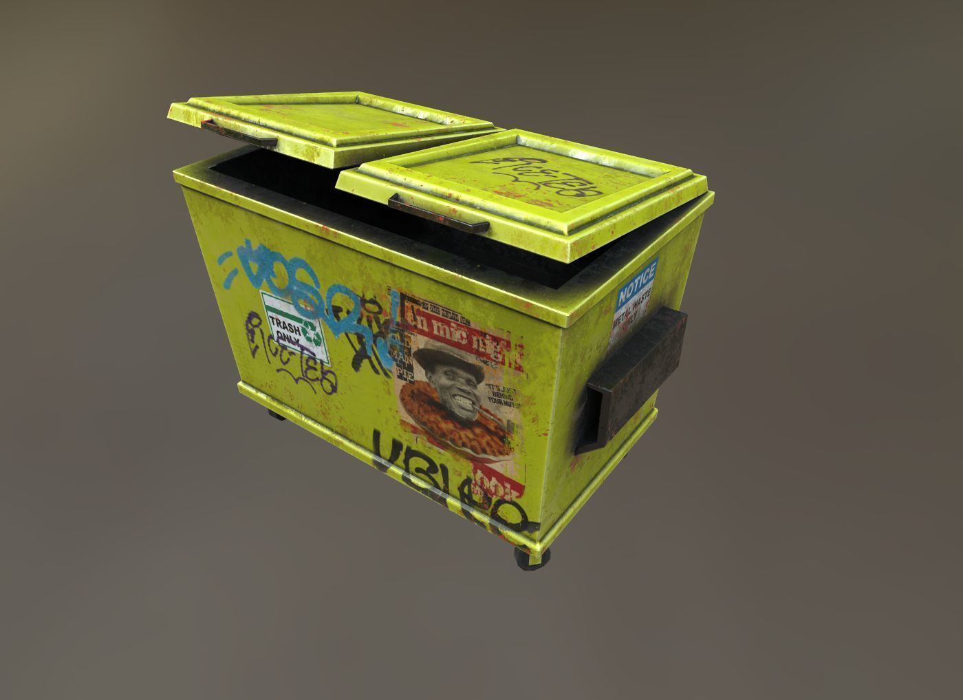 Dumpsters old rusty trash can Low-poly 3D model_17