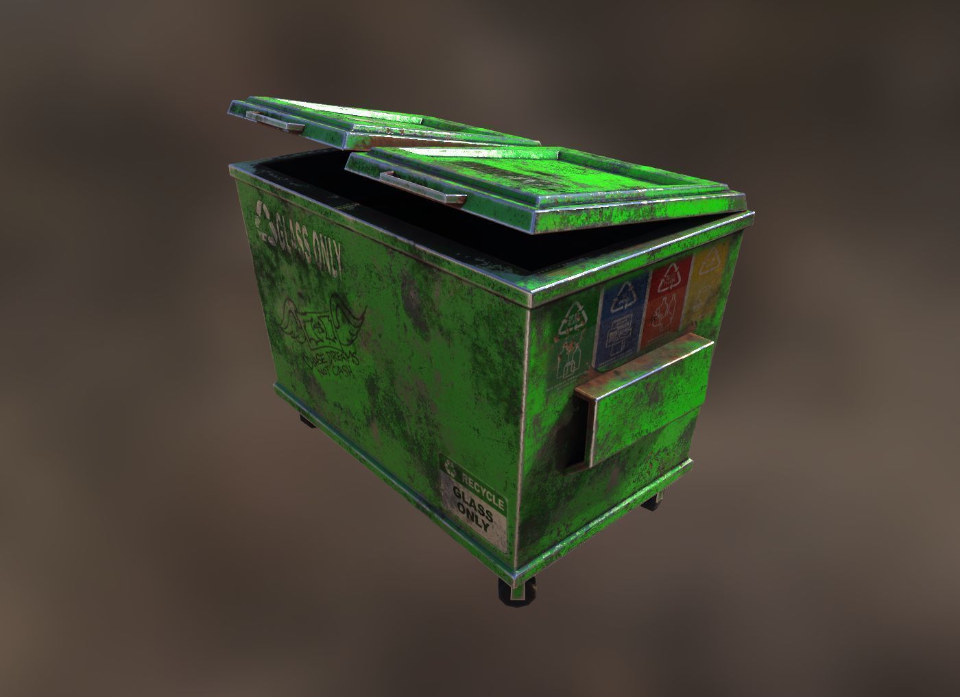 Dumpsters old rusty trash can Low-poly 3D model_10