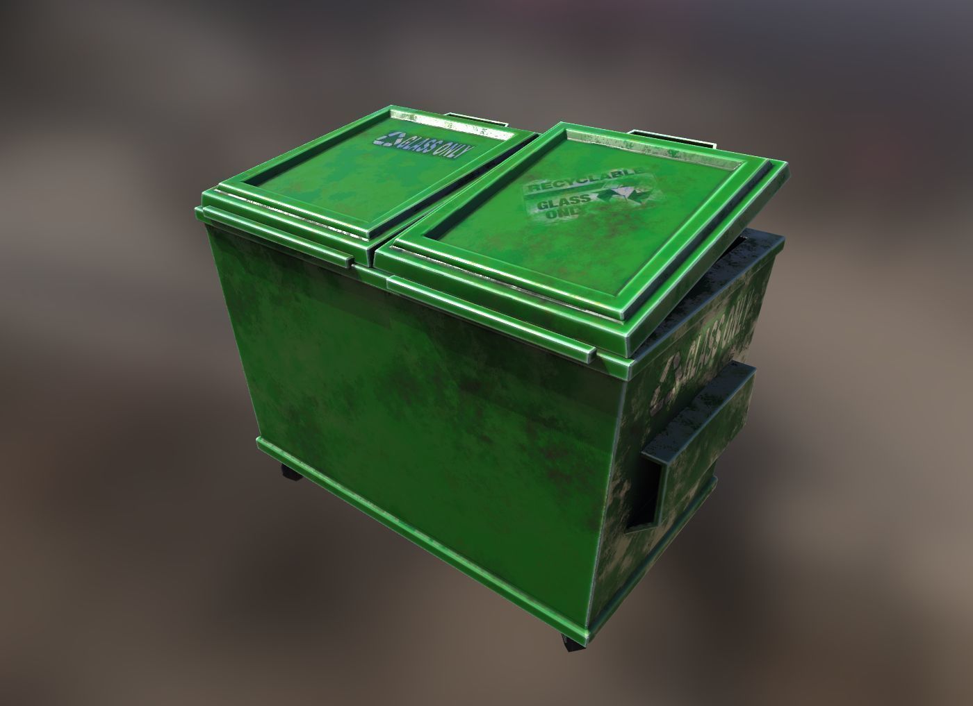 Dumpsters old rusty trash can Low-poly 3D model_13