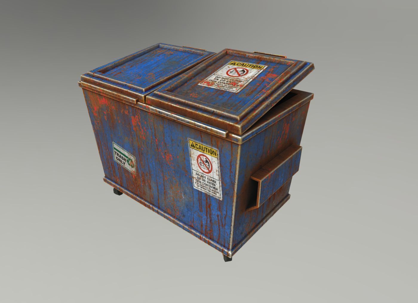 Dumpsters old rusty trash can Low-poly 3D model_7