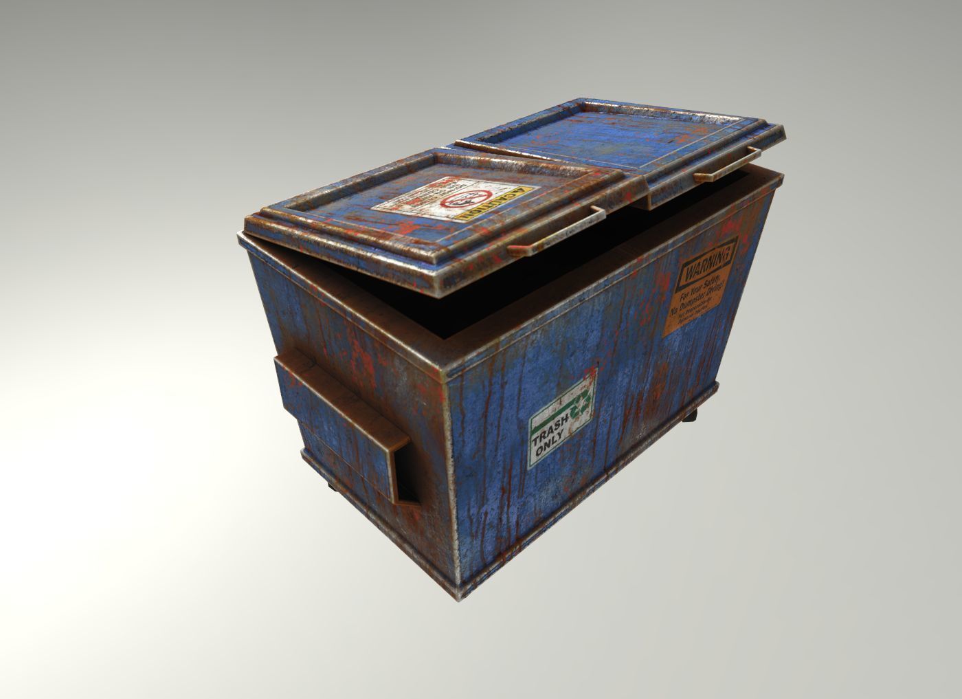 Dumpsters old rusty trash can Low-poly 3D model_8