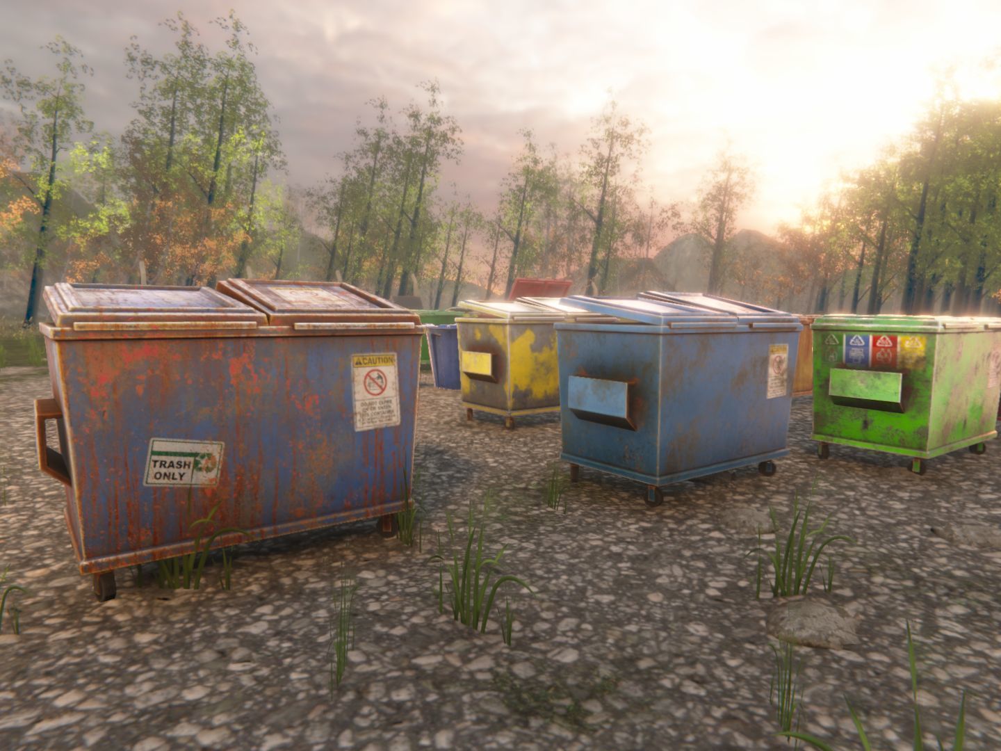 Dumpsters old rusty trash can Low-poly 3D model_28