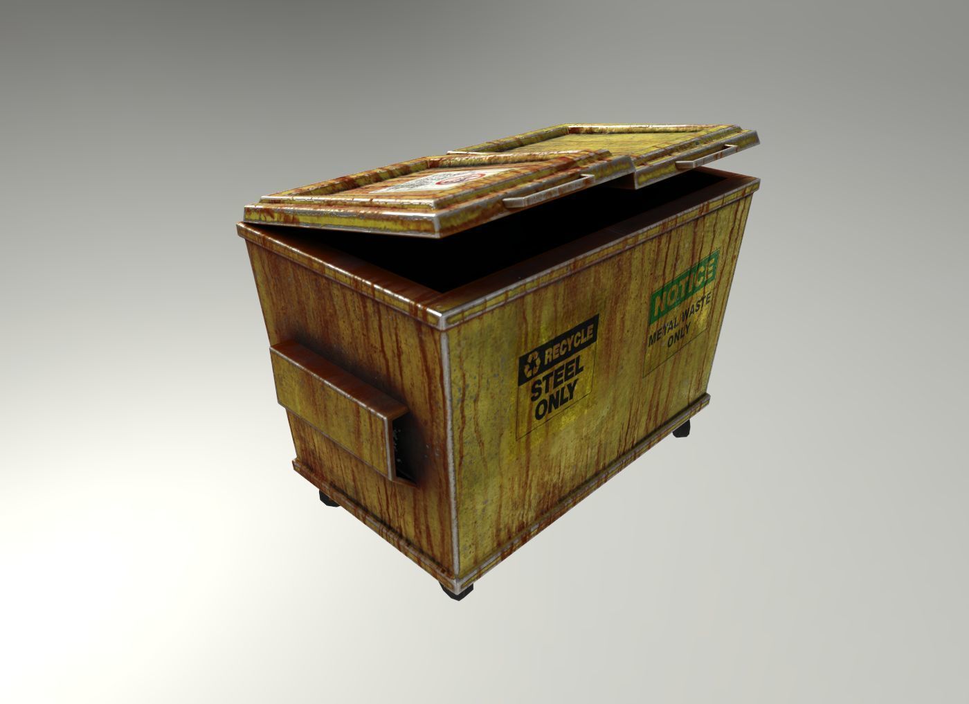 Dumpsters old rusty trash can Low-poly 3D model_15