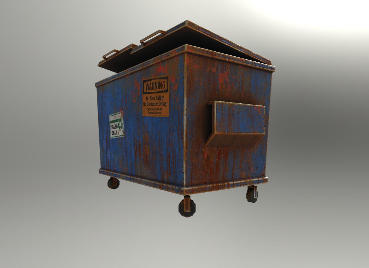 Dumpsters old rusty trash can Low-poly 3D model_6