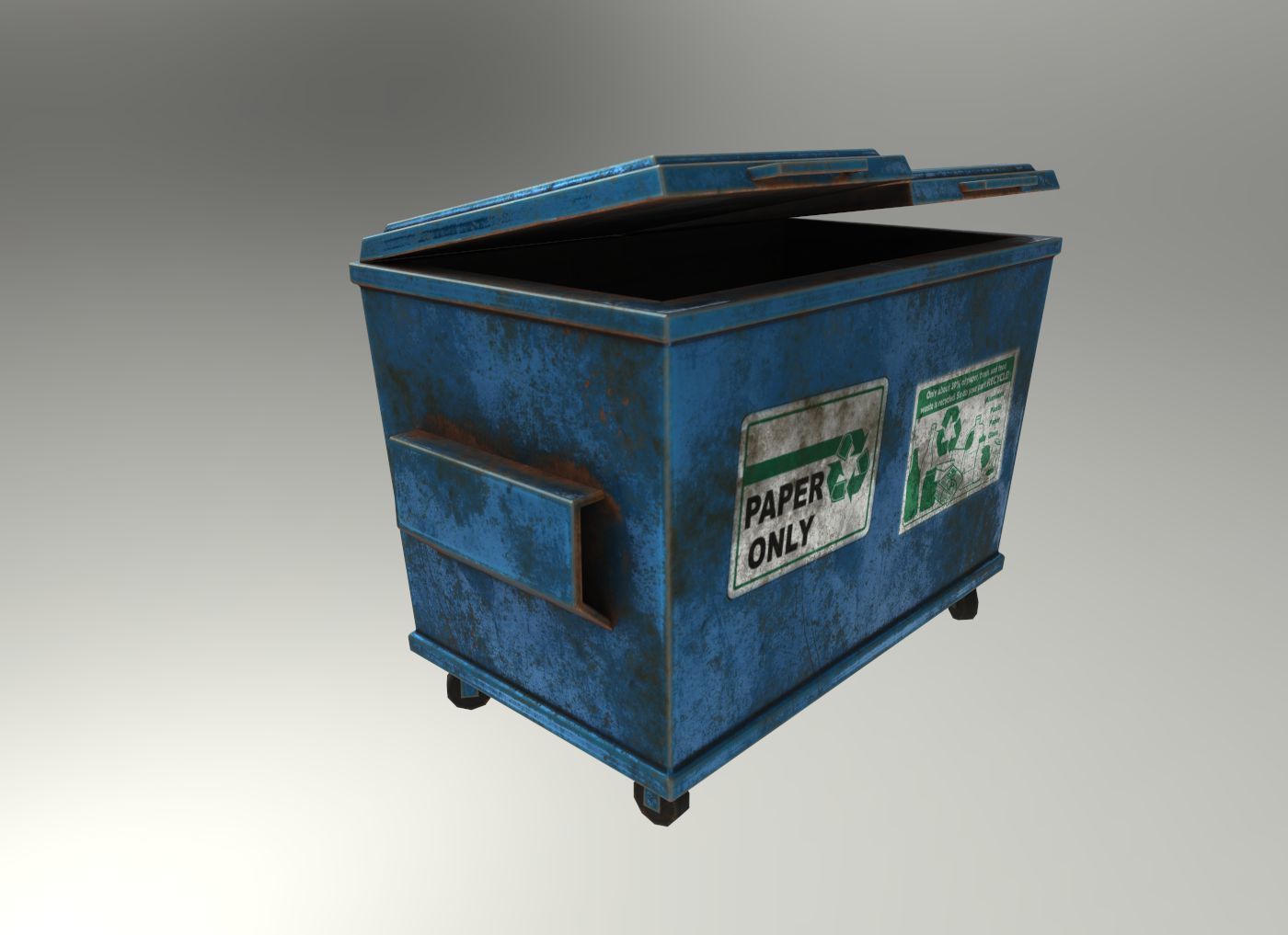 Dumpsters old rusty trash can Low-poly 3D model_11