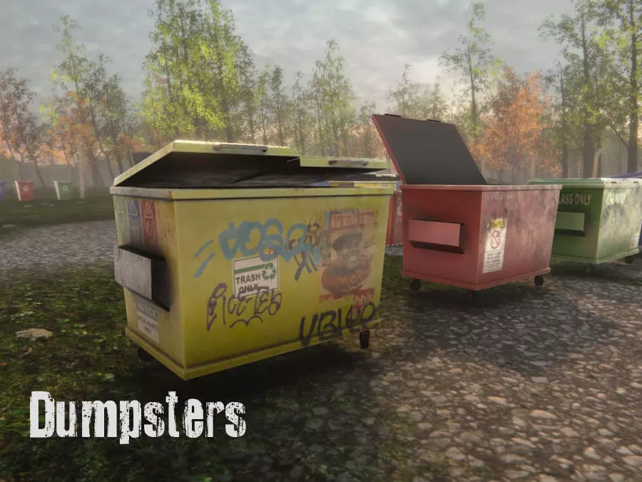 Dumpsters old rusty trash can Low-poly 3D model_0