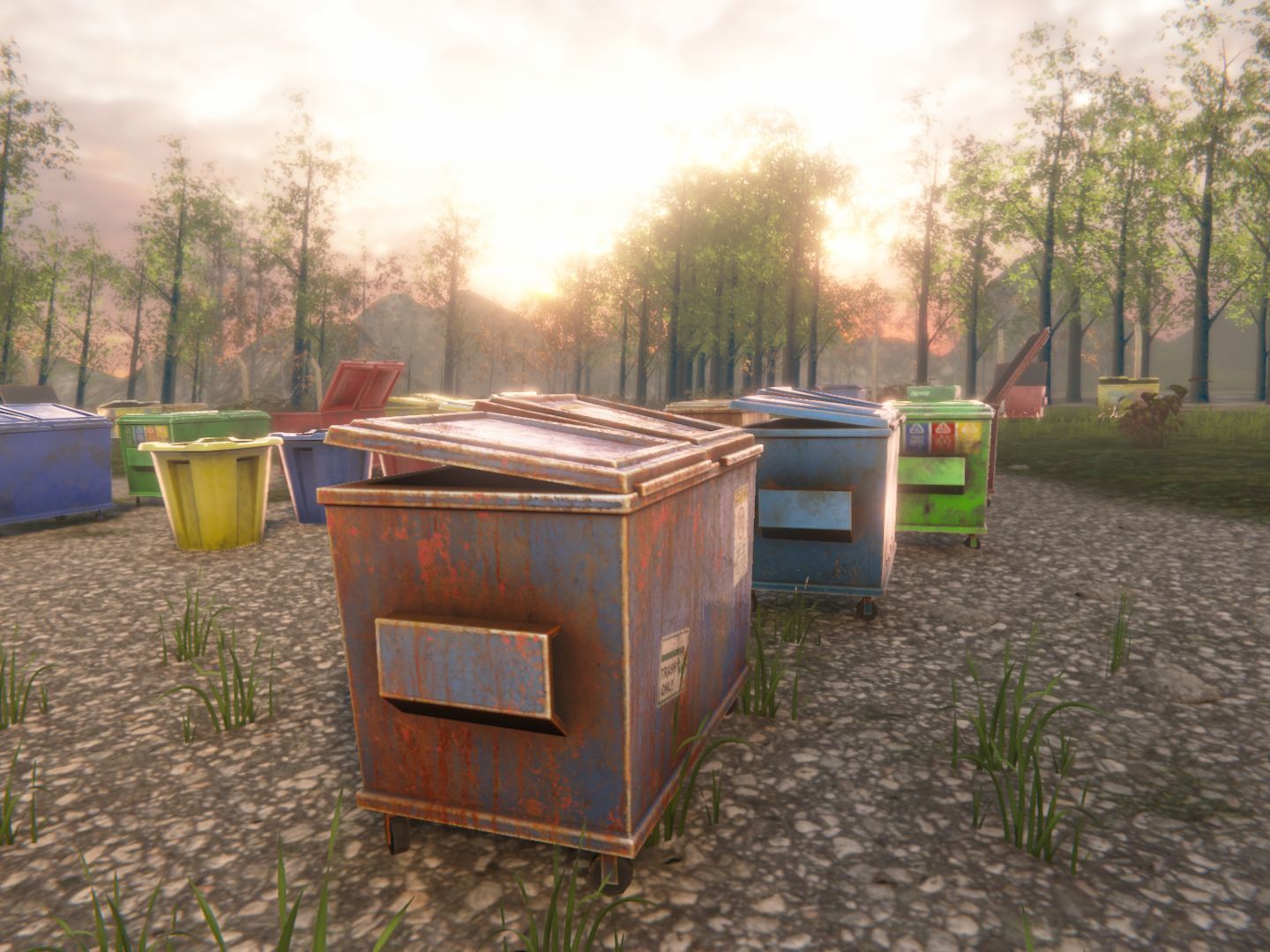 Dumpsters old rusty trash can Low-poly 3D model_27