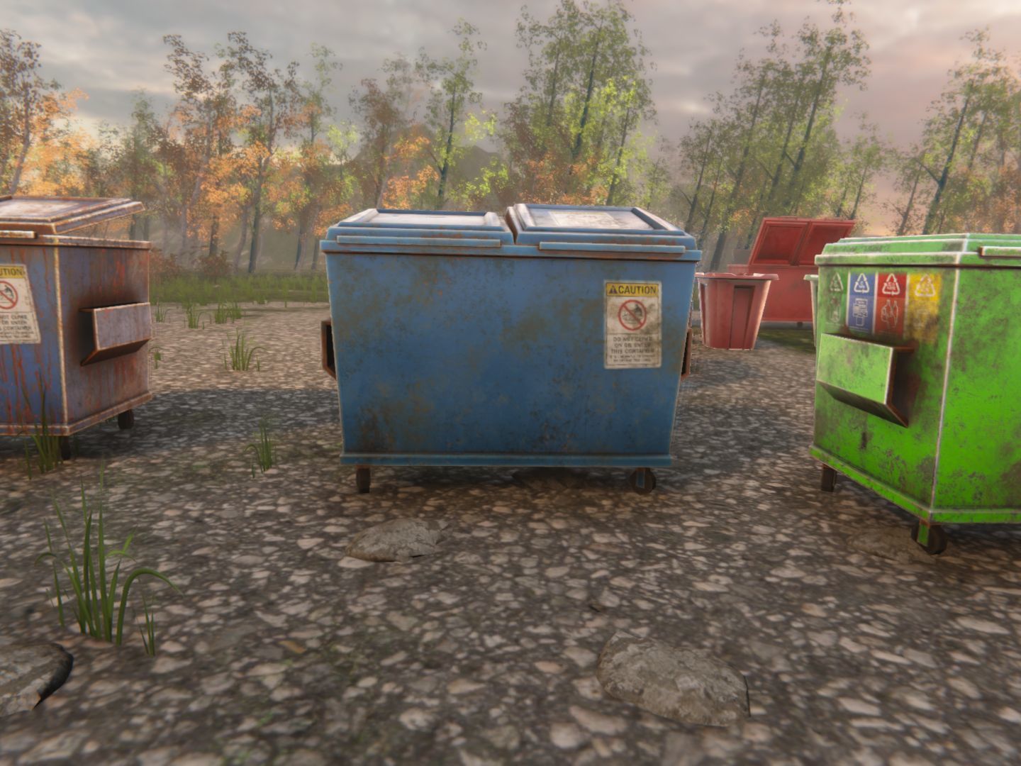 Dumpsters old rusty trash can Low-poly 3D model_29