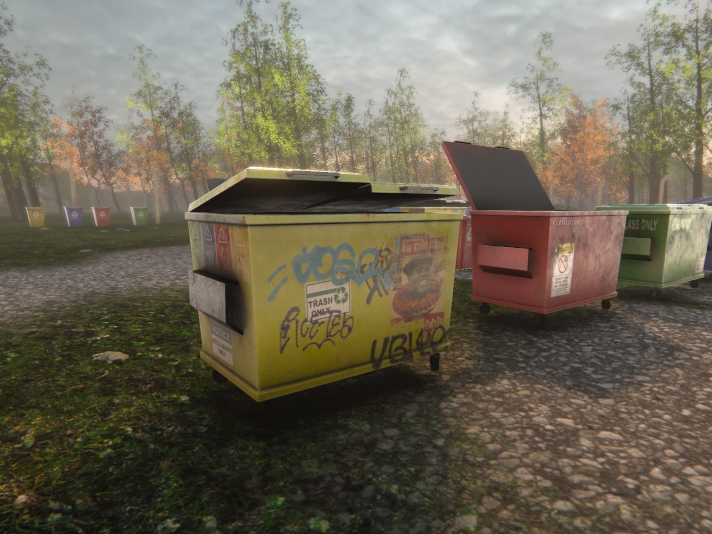 Dumpsters old rusty trash can Low-poly 3D model_21