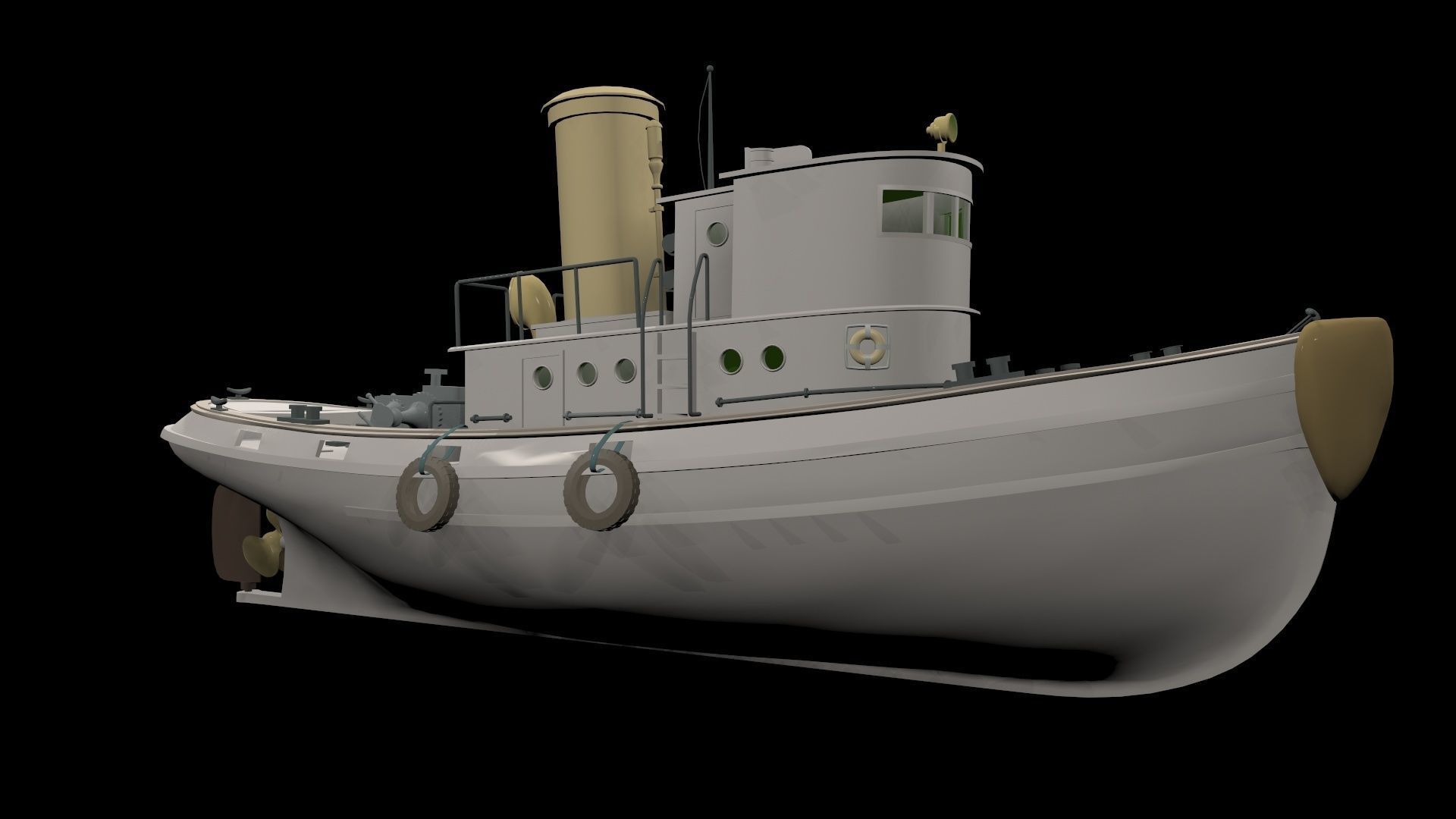 Yacht ship  Low-poly 3D model_3