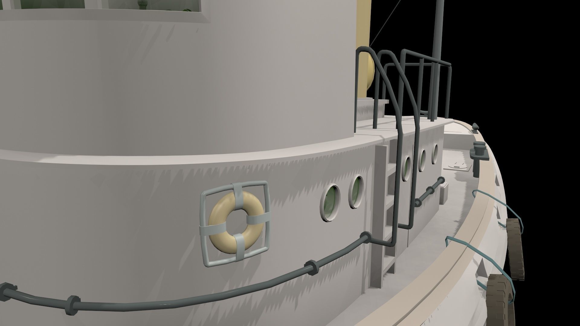 Yacht ship  Low-poly 3D model_4