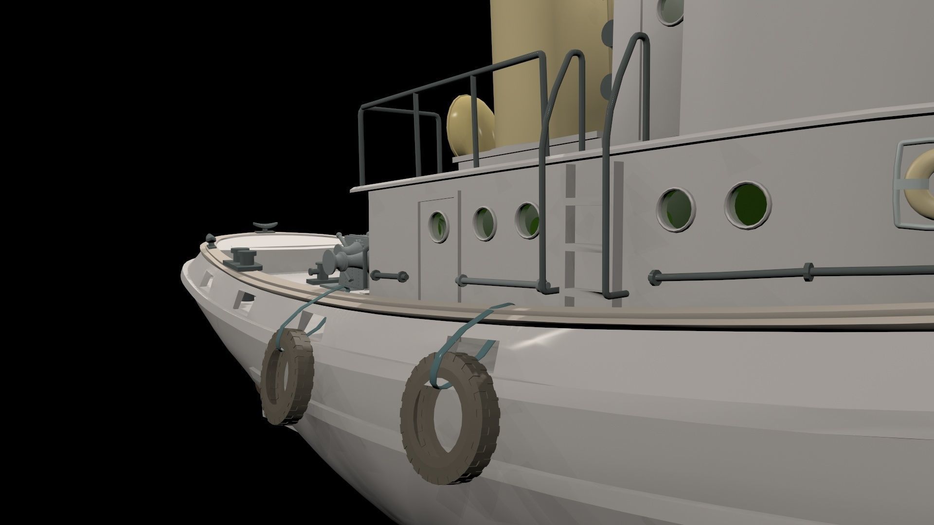 Yacht ship  Low-poly 3D model_6