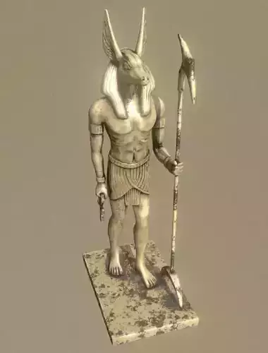 Anubis egyptian statue with spear