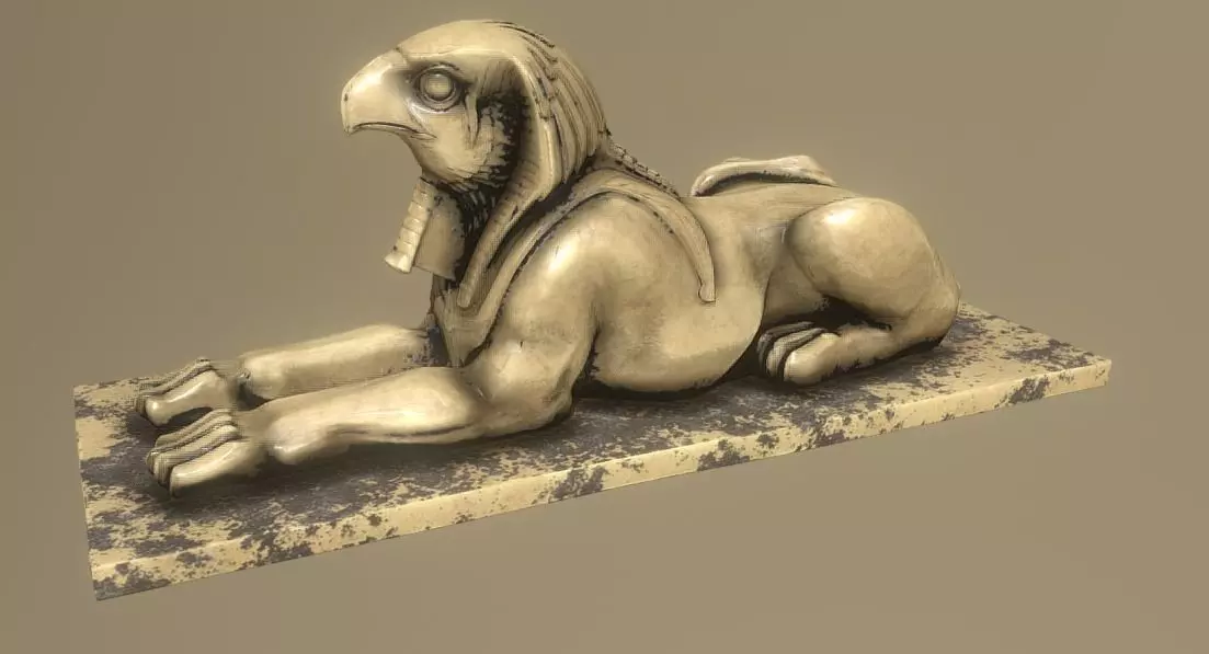 Falcon egyptian statue of lion Low-poly 3D model