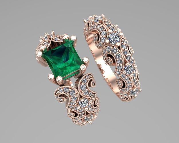 Diamond gold rings NN081 3D print model
