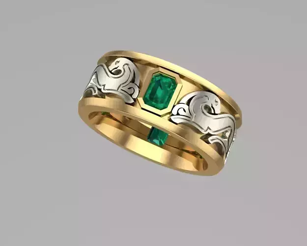 Diamond emerald gold rings NN086
