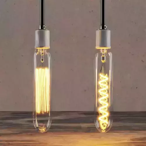 Vintage LED and Edison Bulb - Long - High Poly - Blender 3D model
