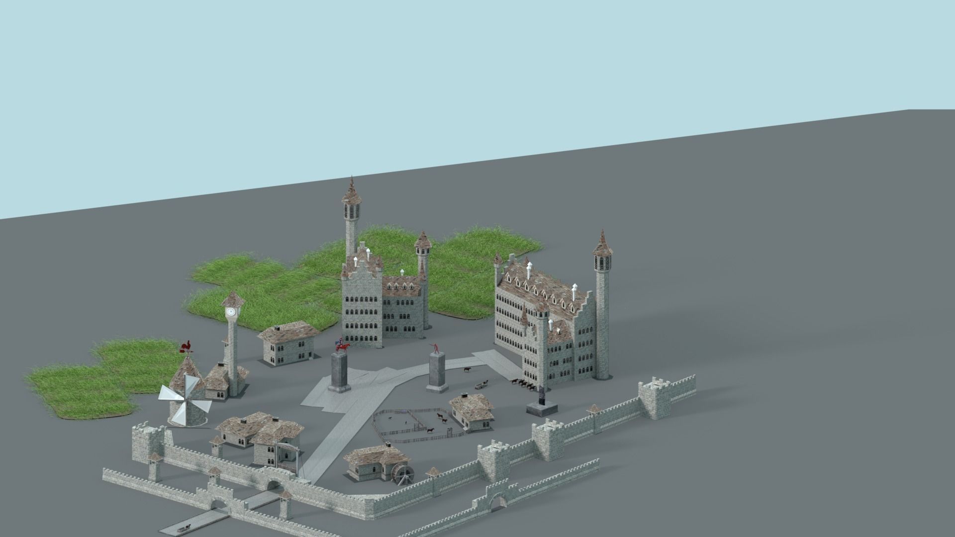 Game Ready Castle gate Low-poly 3D model_2