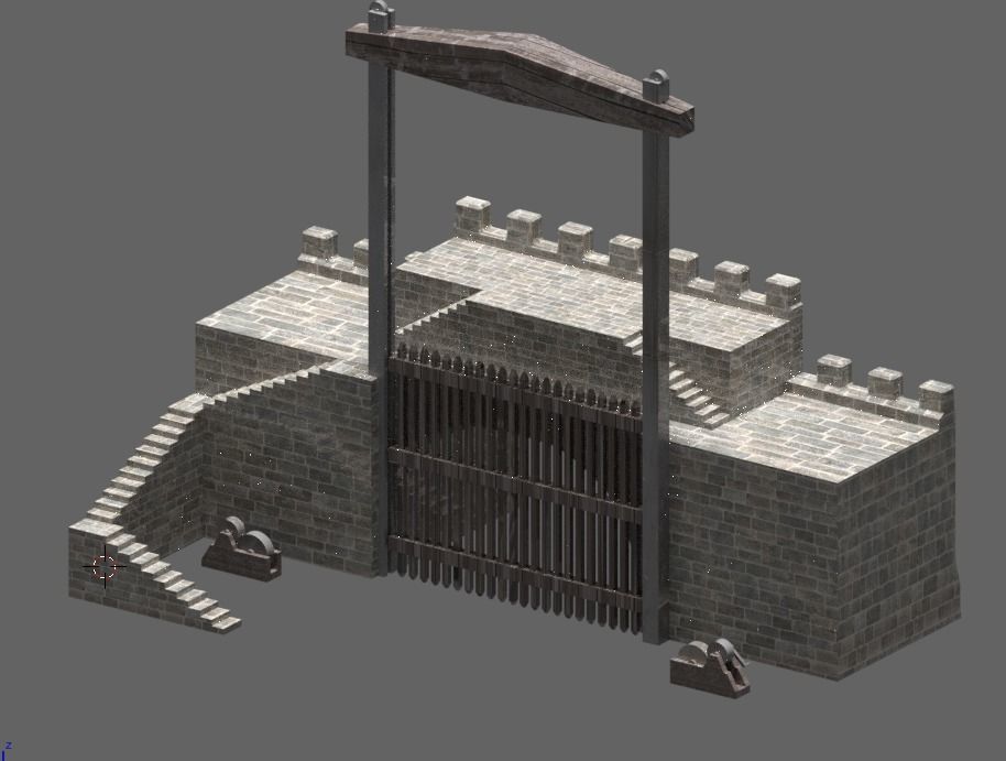 Game Ready Castle gate Low-poly 3D model_10